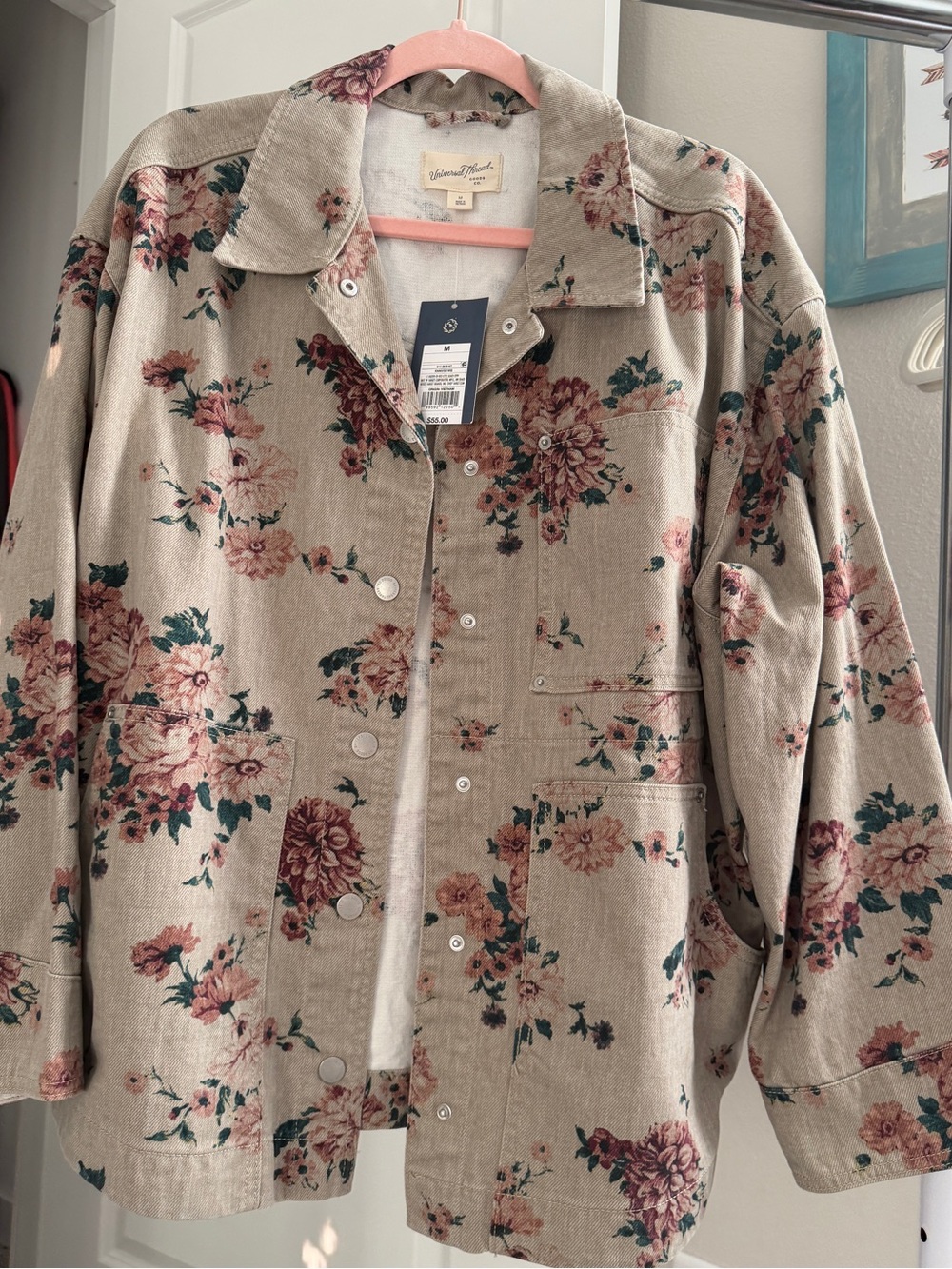 Women's Floral Beige Utility Jacket